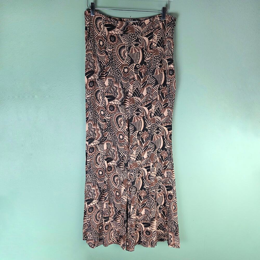 Anthropologie Women Multicolor Printed Drapey Flare Wide Leg Pants 8 Boho Hippie